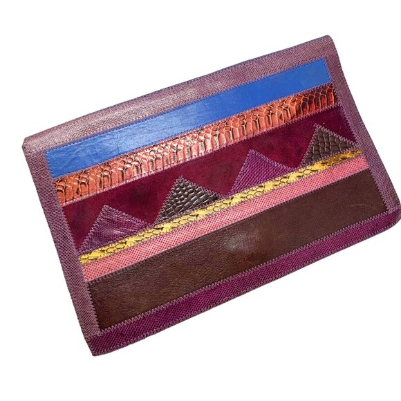 VTG  Furst & Mooney Handmade Textured Leather‎ with Exotic Skin Envelope Clutch - Picture 9 of 12